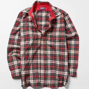 Pendleton Red Vintage‎ Plaid Flannel Button Front Shirt - Size M Medium
